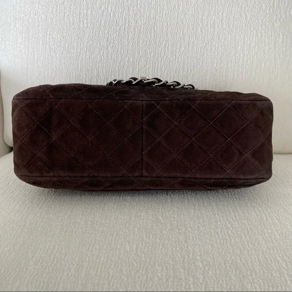 Chanel Vintage Classic Single Flap Bag Quilted Suede Medium Brown - Picture 8 of 17